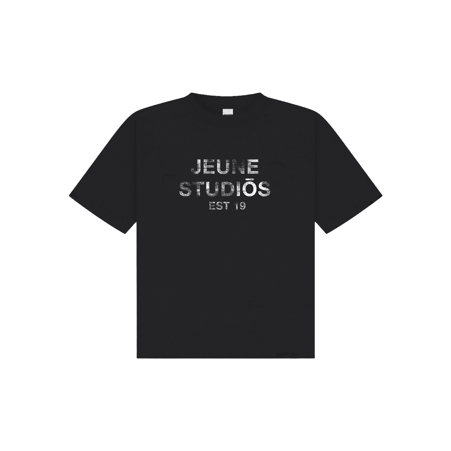 EST 19 DISTRESSED TEE BLACK