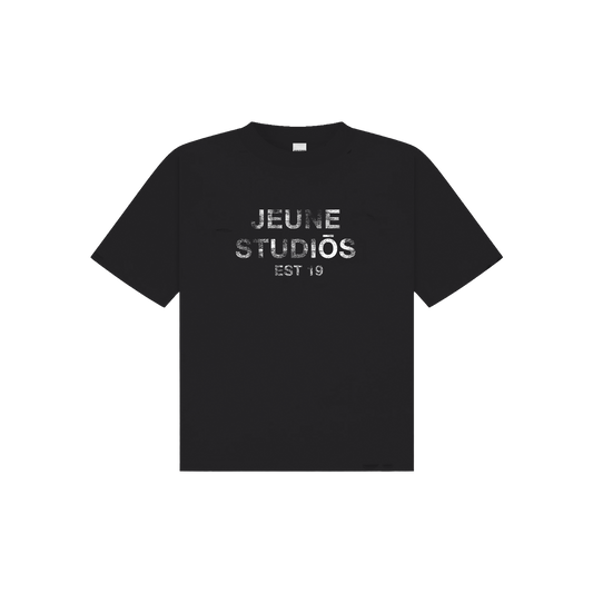 EST 19 DISTRESSED TEE BLACK