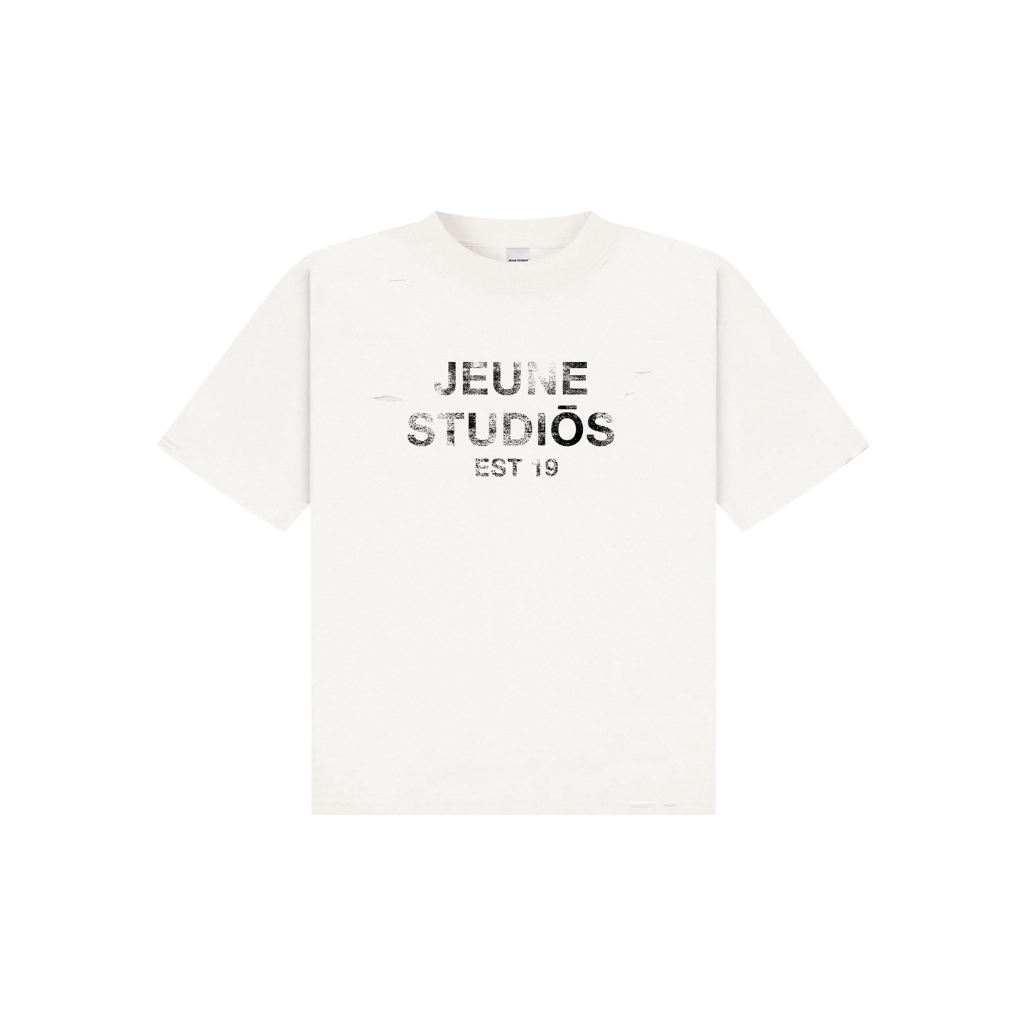 EST 19 DISTRESSED TEE WHITE