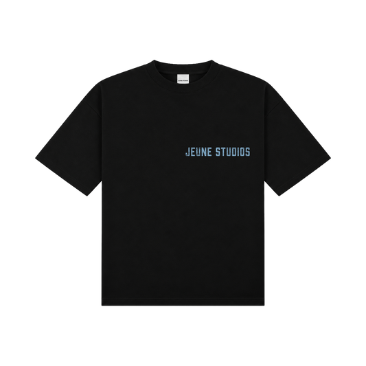 JEU* VINTAGE TEE BLACK & BABY BLUE