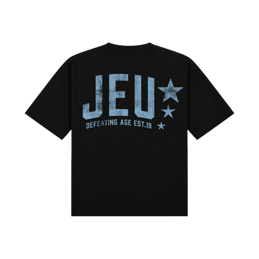 JEU* VINTAGE TEE BLACK & BABY BLUE
