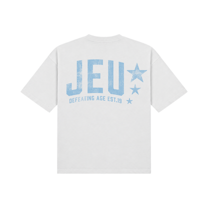 JEU* VINTAGE TEE WHITE & BABY BLUE