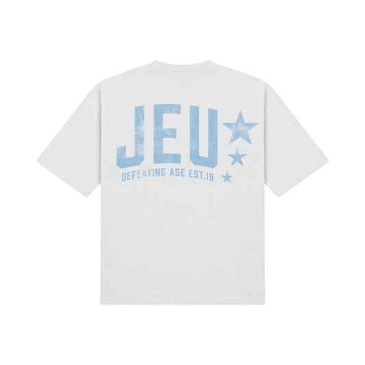JEU* VINTAGE TEE WHITE & BABY BLUE